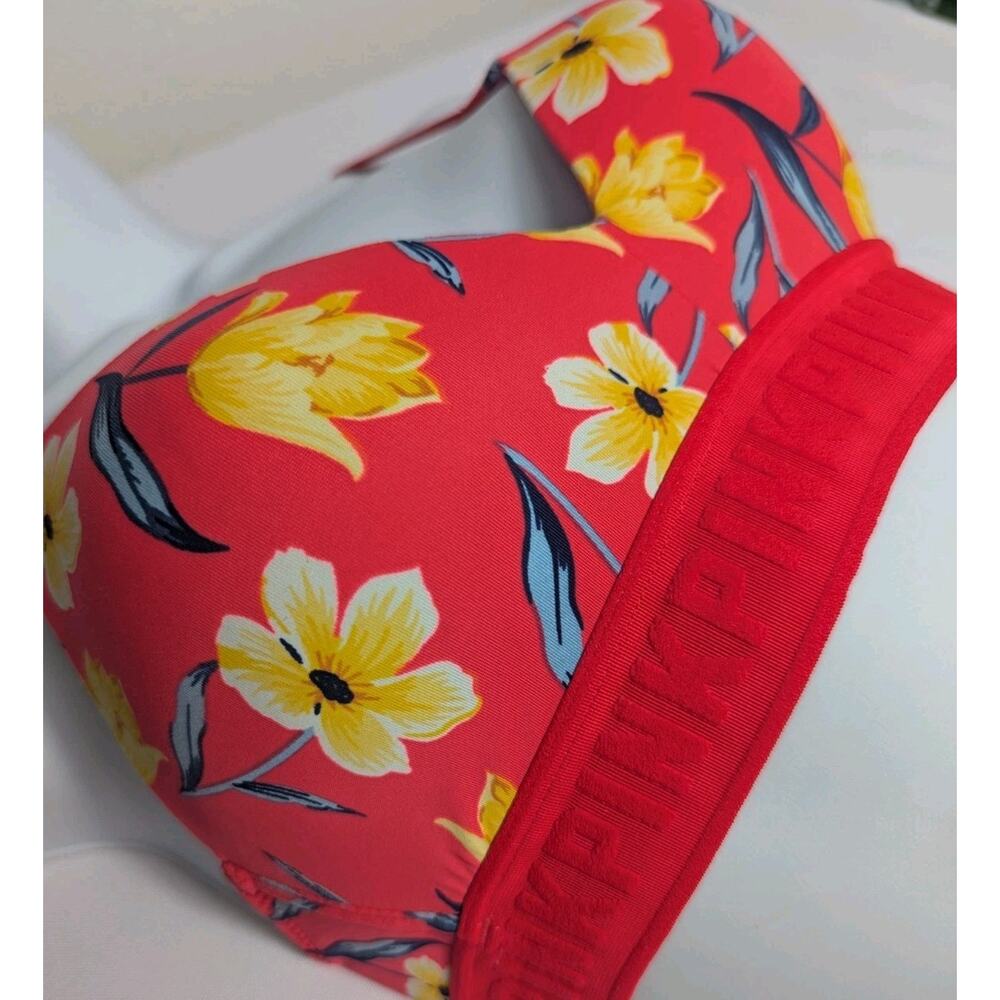 Pink Victorias Secret Wear Everywhere Wireless Lightly Lined Red Floral Bra 32C - Picture 3 of 8